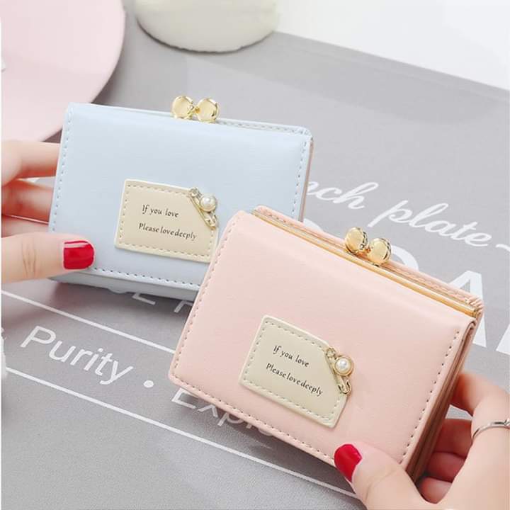 W088, 2023 New Ladies Small Wallet Simple Female Short Student Korean Version Cute Multifunctional Mini Card Holder Coin Purse