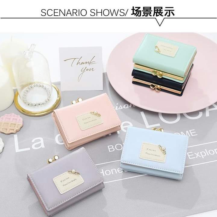 W088, 2023 New Ladies Small Wallet Simple Female Short Student Korean Version Cute Multifunctional Mini Card Holder Coin Purse
