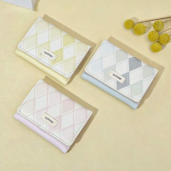 w035, Preferred wallet, small PU leather, can be folded, Korean style, fashion for women and students