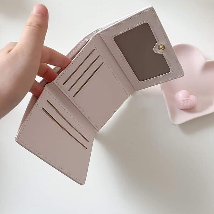 w035, Preferred wallet, small PU leather, can be folded, Korean style, fashion for women and students