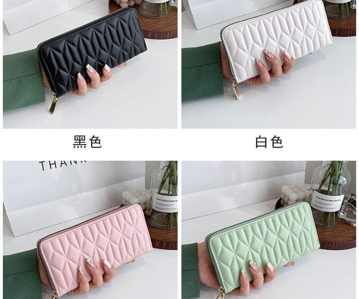 WL062, New 2023 women's wallet indentation medium-length clutch bag European and American fashion solid color PU change mobile phone bag