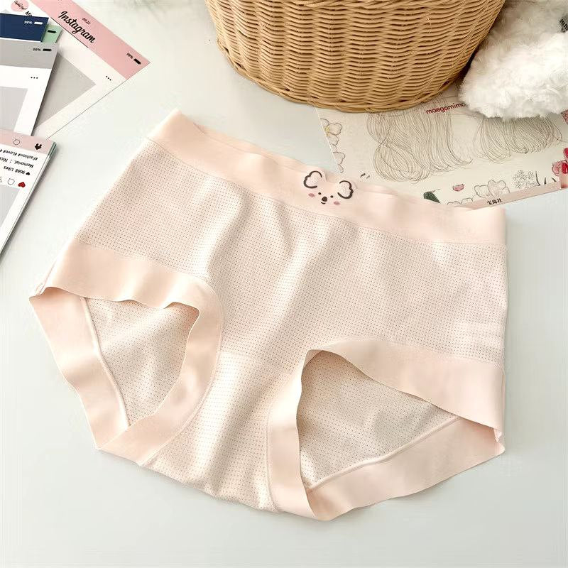 S020, 5A antibacterial pure cotton crotch girl cute triangle underwear white koala bear summer breathable sexy hole ice silk mid waist