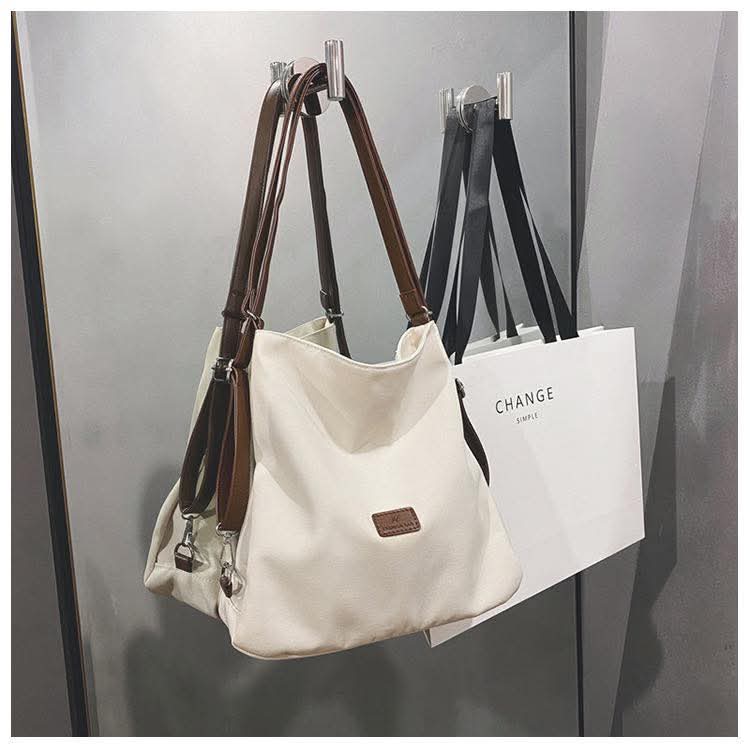 M082,Student class canvas bag women's 2024 new summer large-capacity backpack commuter single shoulder armpit tote ba