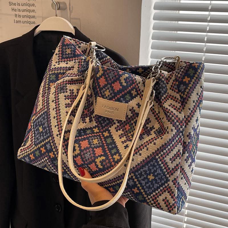 C090, Large-capacity commuter canvas bag for women, ins Internet celebrity hot style, versatile shoulder tote bag for class
