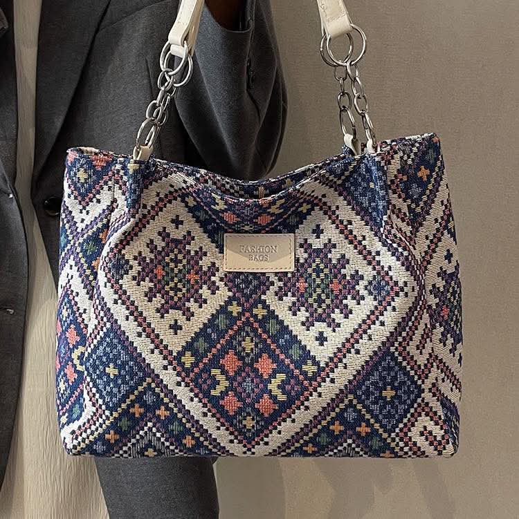 C090, Large-capacity commuter canvas bag for women, ins Internet celebrity hot style, versatile shoulder tote bag for class