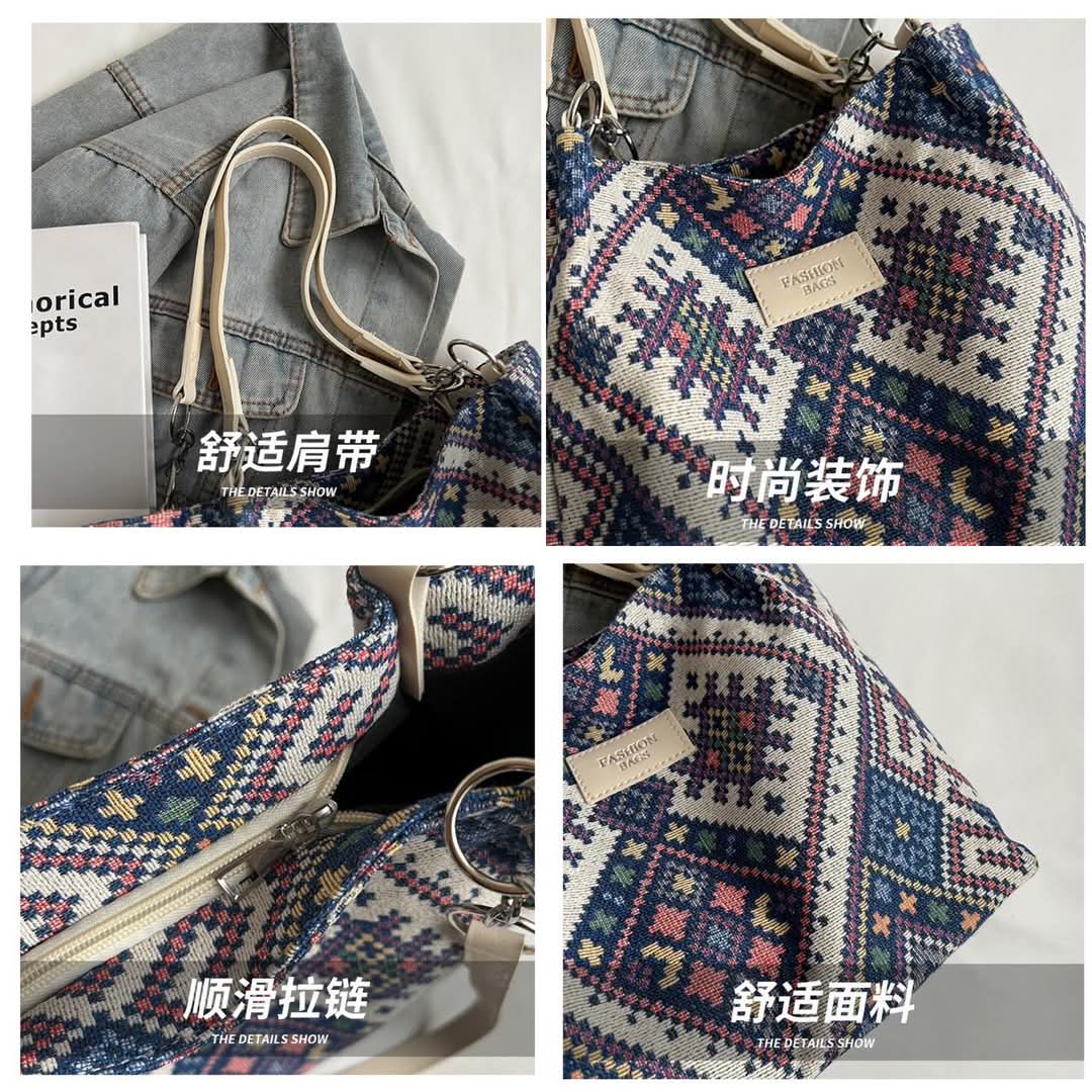 C090, Large-capacity commuter canvas bag for women, ins Internet celebrity hot style, versatile shoulder tote bag for class