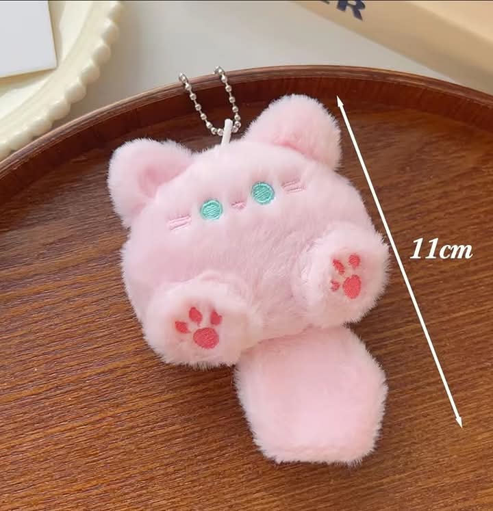 d002, Cartoon Stuffed Plush Cat Key Chain Colorful Ins Cute Coffee Cat Plush Pendant Doll Creative Soft Fluffy Keychain Children