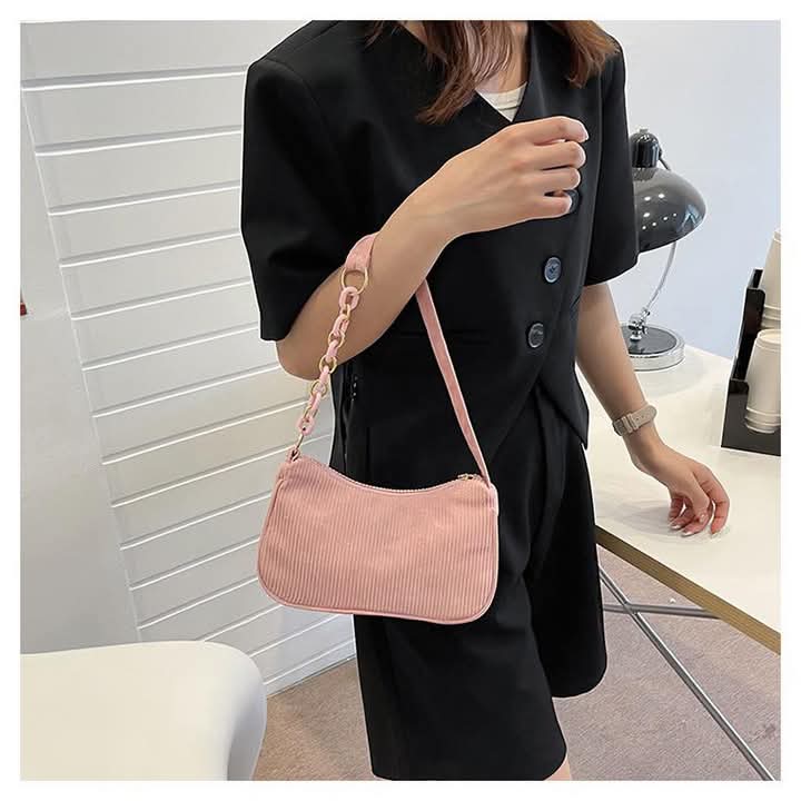 M021, Corduroy chain shoulder bag women's fashion lightweight underarm bag retro trend handbag spring new women's bag