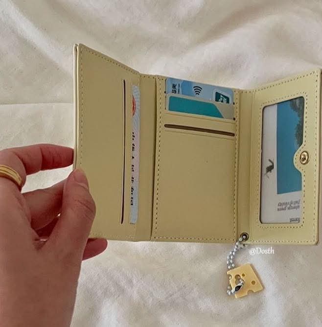 W092, Cheese Wallet Japanese Cute Card Holder Short Women's Coin Purse Three-fold Small Fresh Embroidery Texture Forest Original