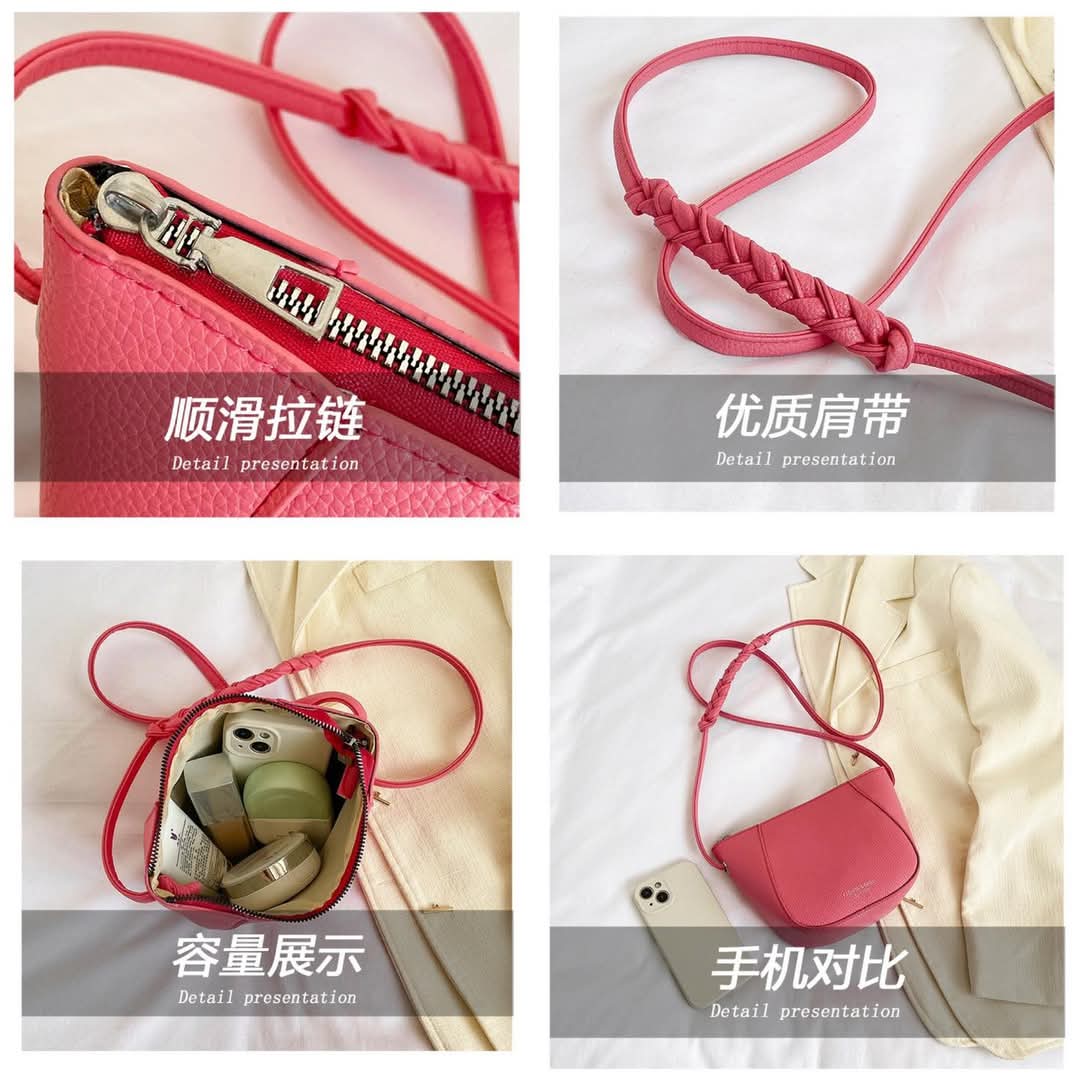 A061, 2024 new spring and summer popular small bag Korean simple ins texture shoulder messenger bag foreign style bucket bag
Size:23* 15cm