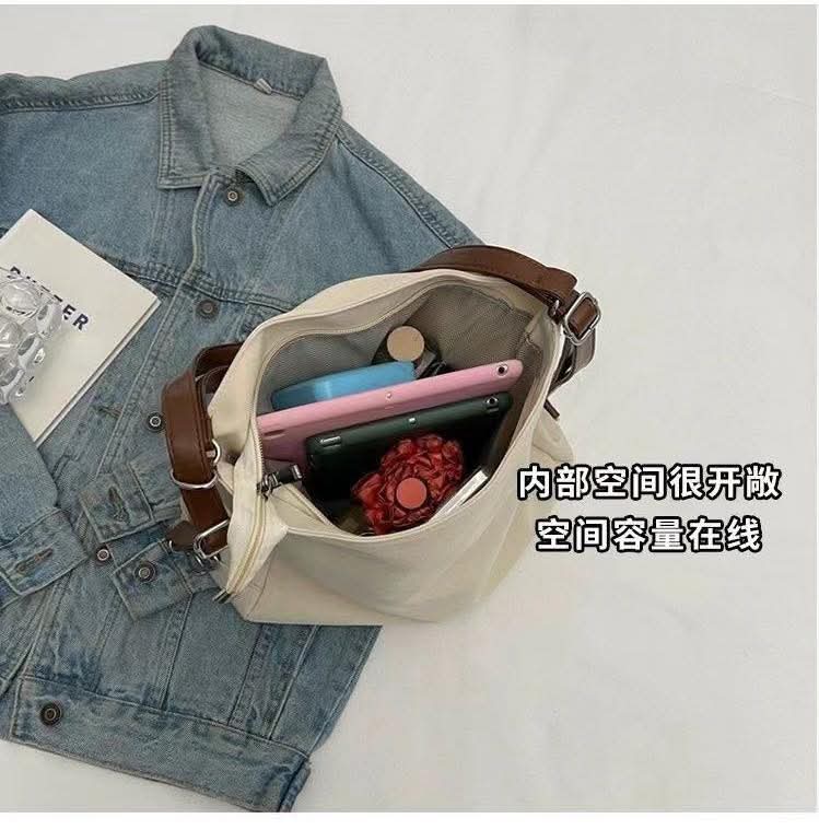 M96, Canvas bag women's 2025 new large capacity multi-purpose backpack student class single shoulder tote bag single shoulder canvas