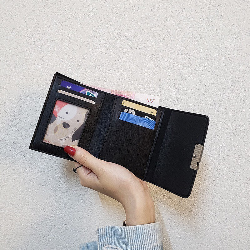 W07 cute cat logo patch wallet