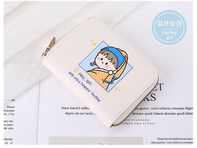 W015 Korean design multi-card coin purse cartoon girl flower colorful wallet