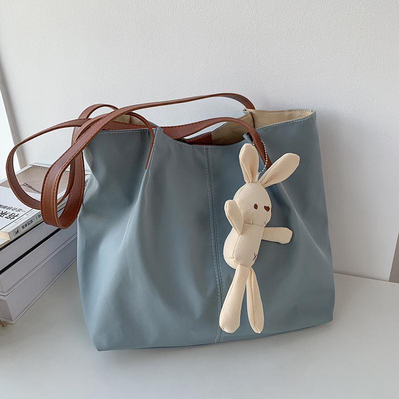 c25 ins nylon canvas women's bag simple solid color shopping bag tote bag