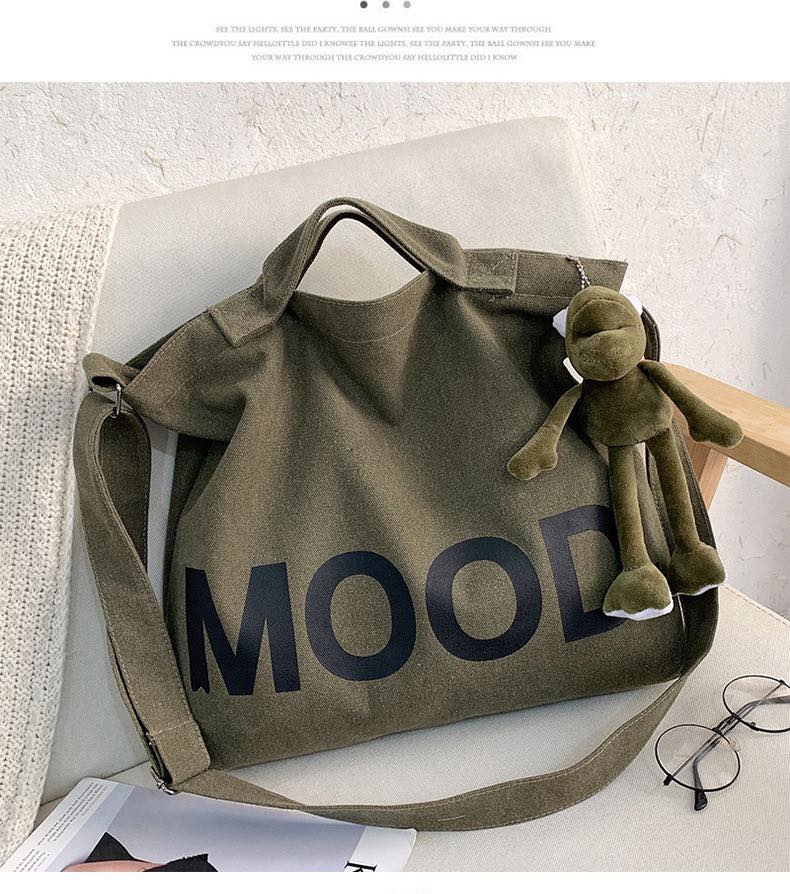 m096 Letter printed canvas large bag New men's and women's canvas shoulder messenger bag large capacity tote bag