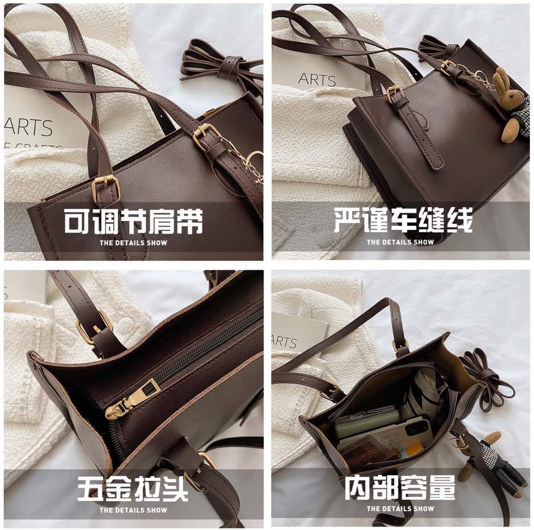 A147 Simple large-capacity bag women's new retro solid color tote bag casual winter casual western style shoulder bag