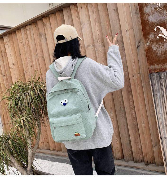 B085, Corduroy backpack new trendy Korean student campus backpack high school college student class bag
