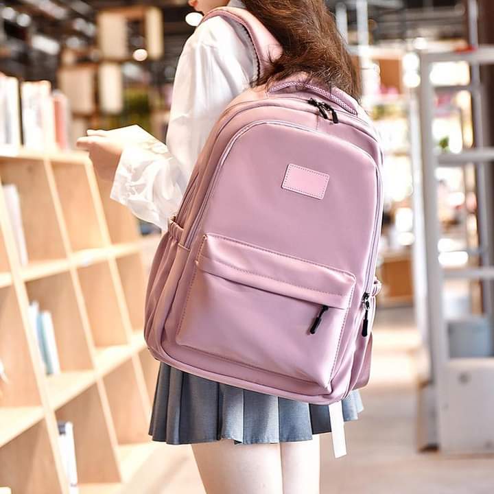 B091, tough solid color simple men's and women's backpack bag large-capacity junior high school students Korean backpack casual bag