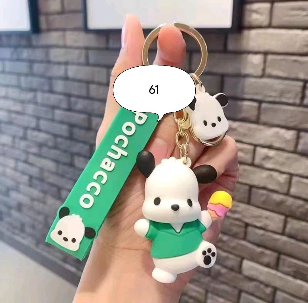 D006, Kulomi key chain cinnamon dog doll cartoon school bag pendant Melody key chain silicone pendant