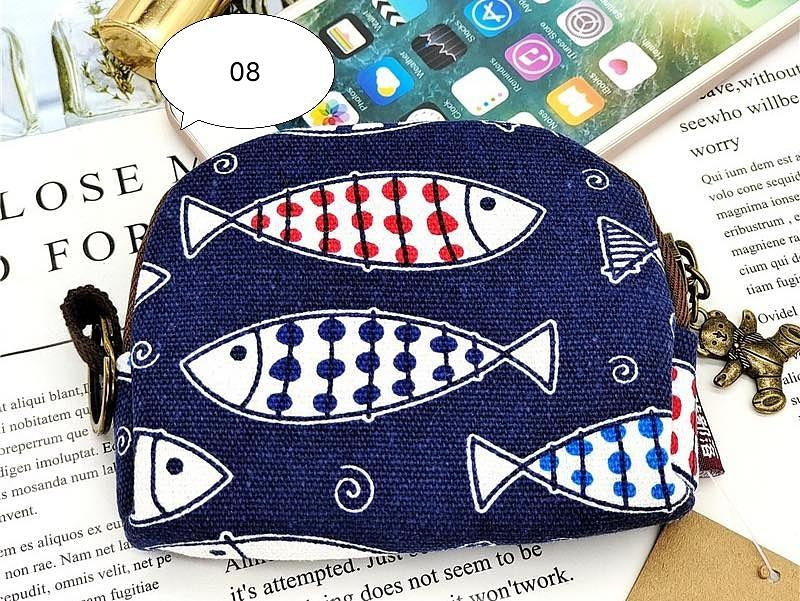 W073, New Japanese style Kaka tribal print key ring coin bag