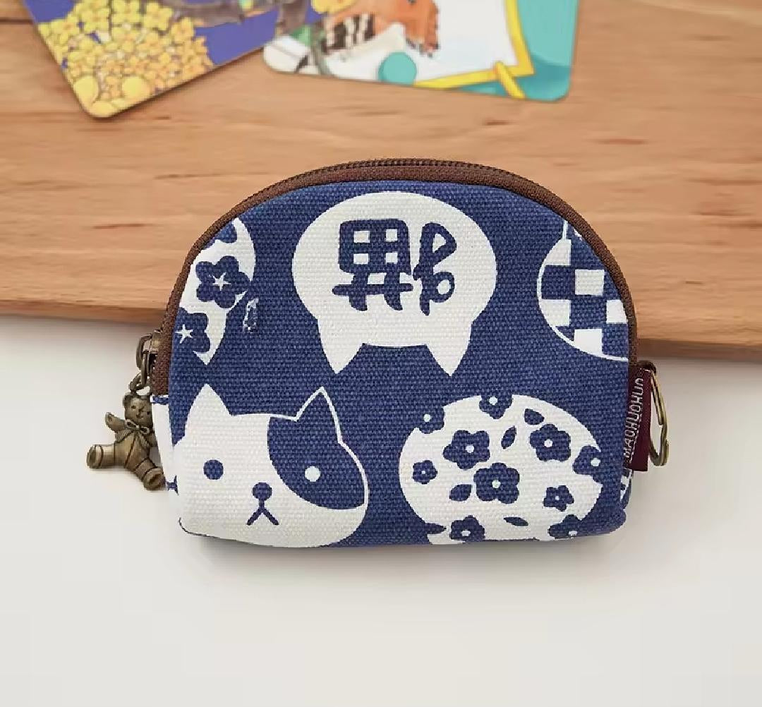 W073, New Japanese style Kaka tribal print key ring coin bag