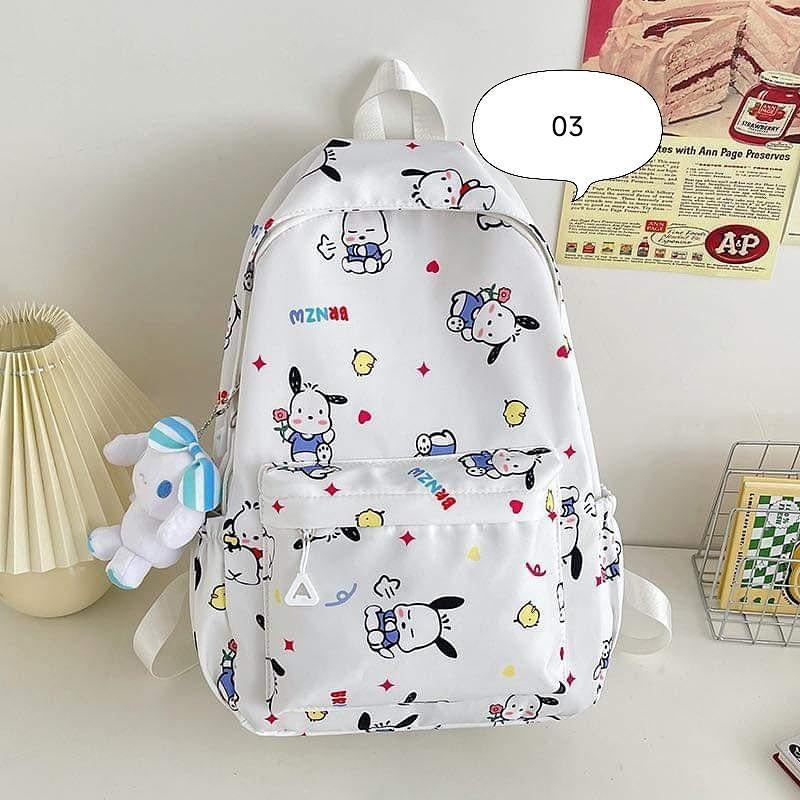 B032, Kuromi Backpack Japanese Simple Junior High School Girls Schoolbag Large Capacity Computer Bag Versatile Printed Backpack