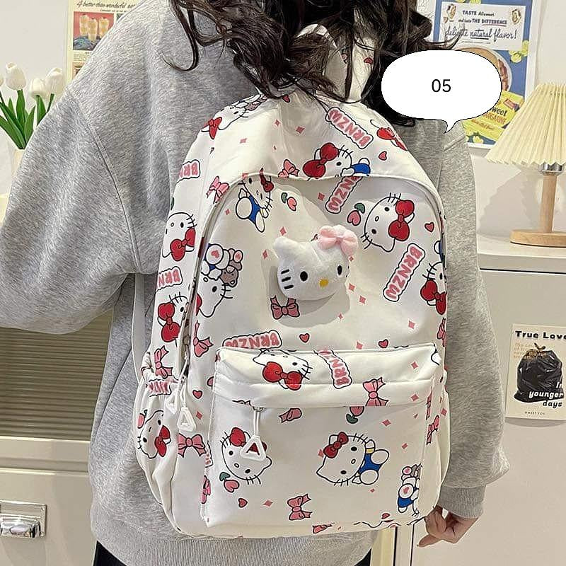 B032, Kuromi Backpack Japanese Simple Junior High School Girls Schoolbag Large Capacity Computer Bag Versatile Printed Backpack