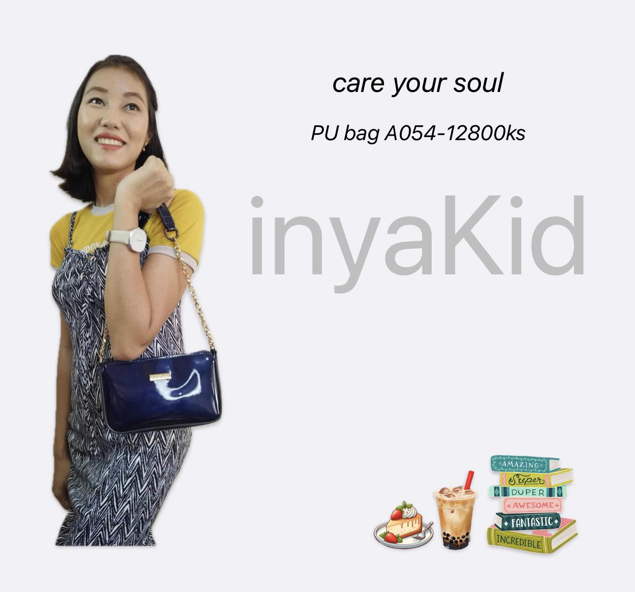 A054,  “Care your soul “ 2024 Korean Seoul street fashion mini bags