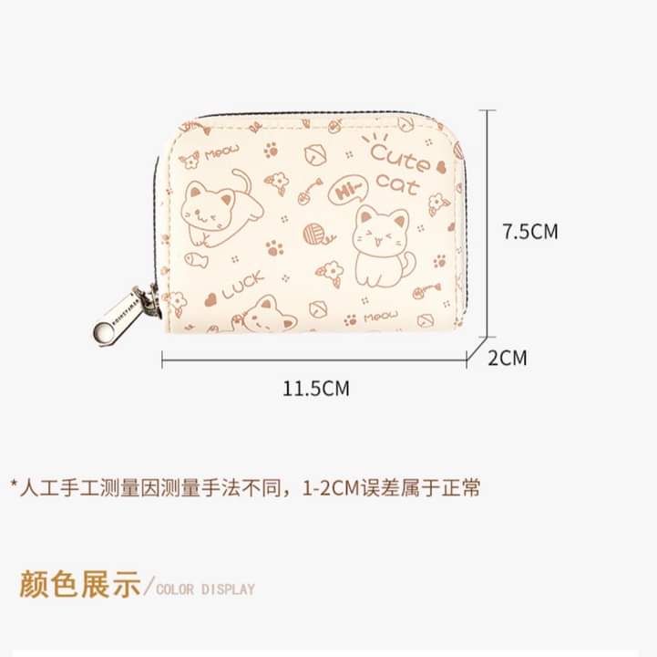 W083, 2023 new cute stick figure cat organ bag multi-card slot large-capacity credit card bag multi-function