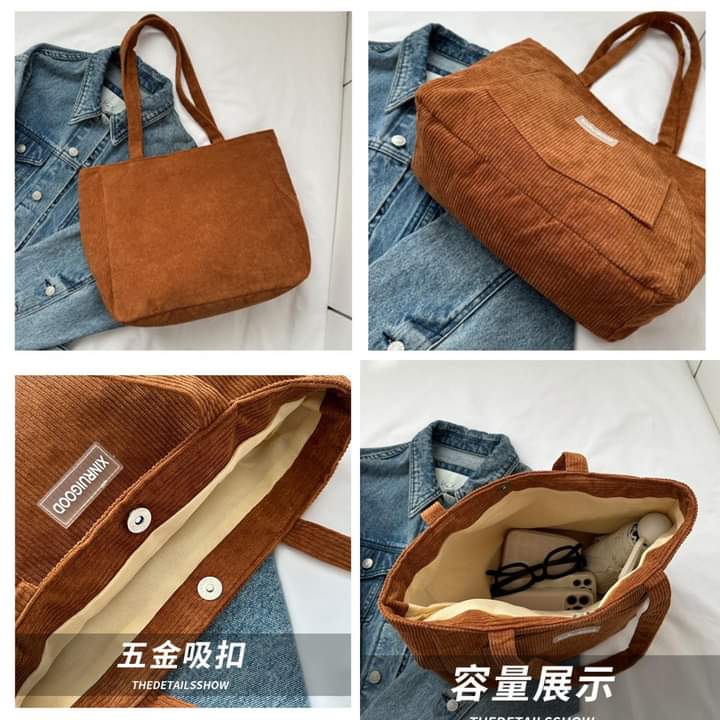 C070, Large capacity tote bag for women 2023 new fashion corduroy shoulder bag ins forest armpit bag handbag