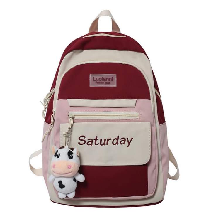 b070, 2023 Student Backpack Female Korean Version Trendy Letter Japanese Campus School Bag Outdoor Travel Computer Backpack