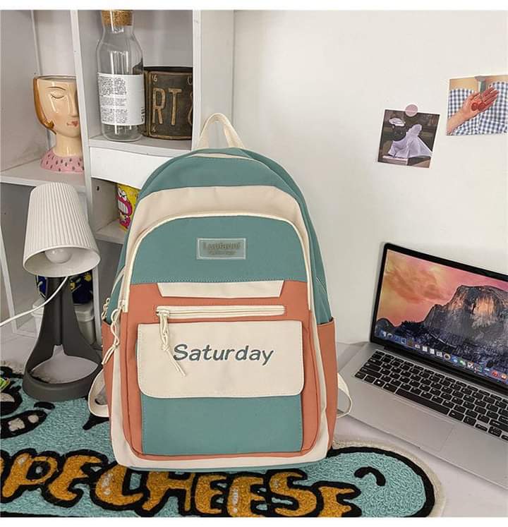 b070, 2023 Student Backpack Female Korean Version Trendy Letter Japanese Campus School Bag Outdoor Travel Computer Backpack