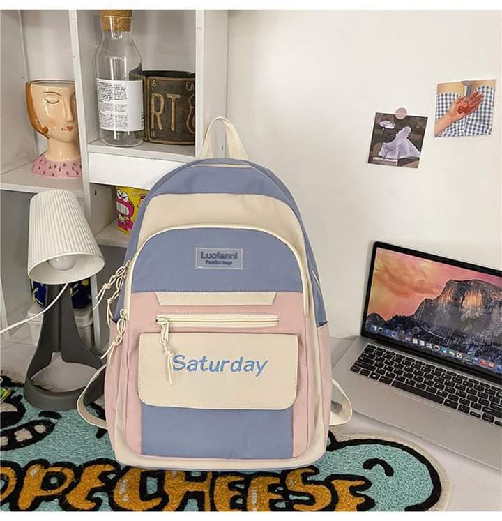 b070, 2023 Student Backpack Female Korean Version Trendy Letter Japanese Campus School Bag Outdoor Travel Computer Backpack