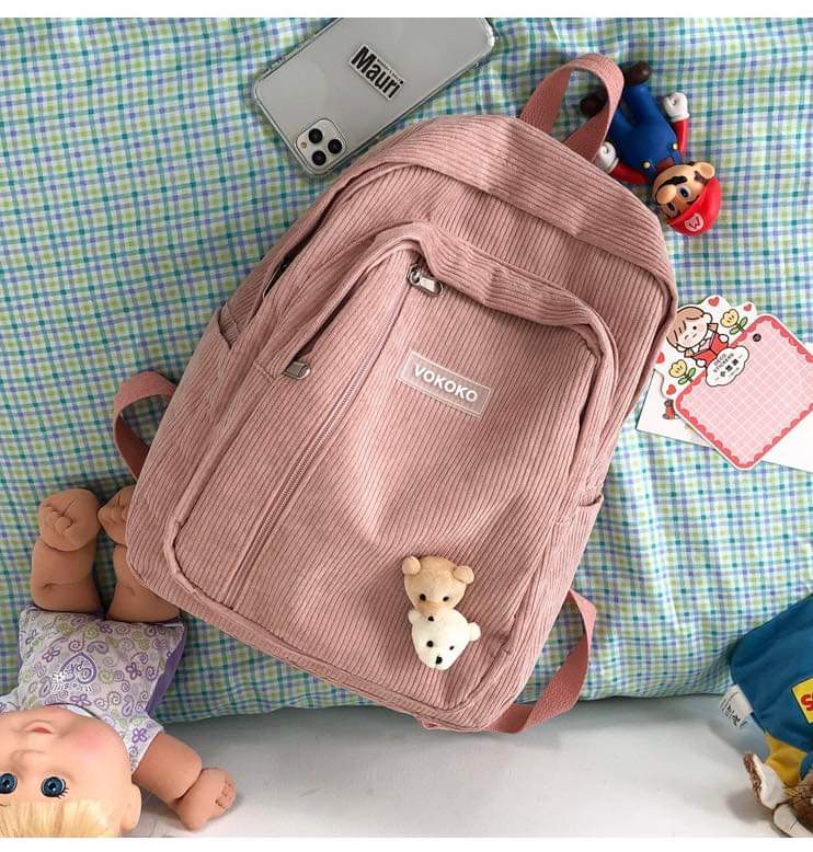 B088, Japanese autumn and winter vintage sense girls schoolbag Korean ins college style student corduroy backpack female