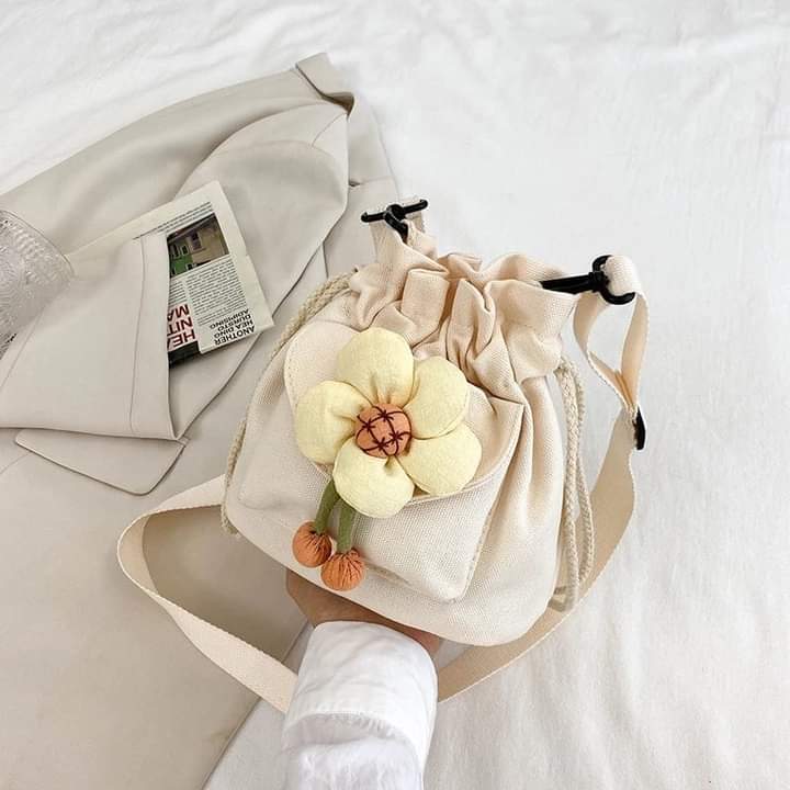 m039, small canvas shoulder bag, cute flower pattern, popular fashion for women