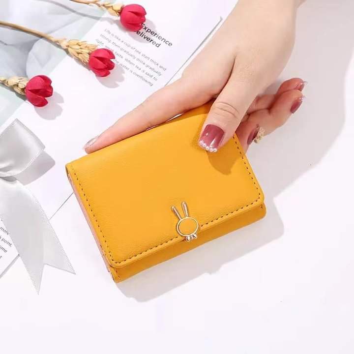 w066, Rabbit Small Fresh Wallet Female Small Cute Student Ultra-Thin Short Coin Card Holder Folding Wallet