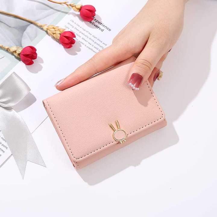 w066, Rabbit Small Fresh Wallet Female Small Cute Student Ultra-Thin Short Coin Card Holder Folding Wallet