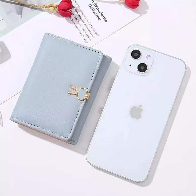 w066, Rabbit Small Fresh Wallet Female Small Cute Student Ultra-Thin Short Coin Card Holder Folding Wallet