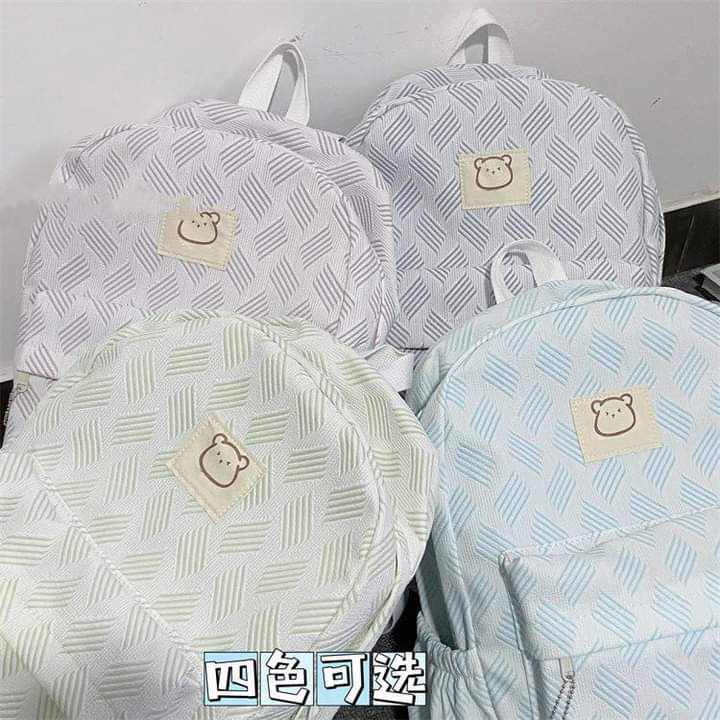 B090, Girly Heart Cute Bear Backpack Korean Version Ins College High School Junior High School Student Large Capacity School Bag Computer Backpack