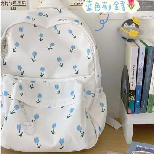 B089, Schoolbag female ins style Korean style girl junior high school student middle school student literary and artistic small fresh floral backpack forest style backpack