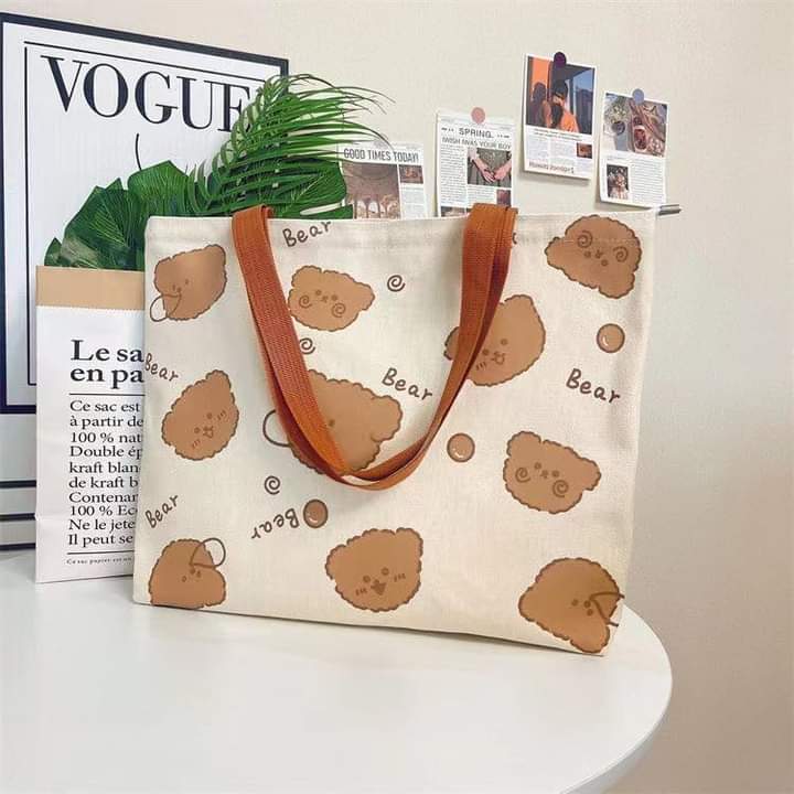 c073, Large capacity canvas bag women's new Minnie portable shoulder bag fashion tote bag student school bag shopping bag