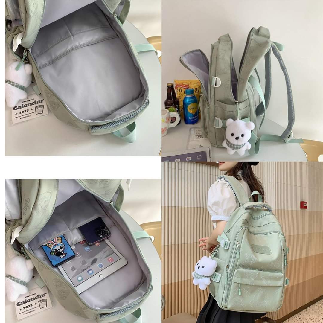 B061, High-looking small and fresh backpack for girls, lightweight and large-capacity schoolbag for middle and high school students, trendy and cool casual backpack