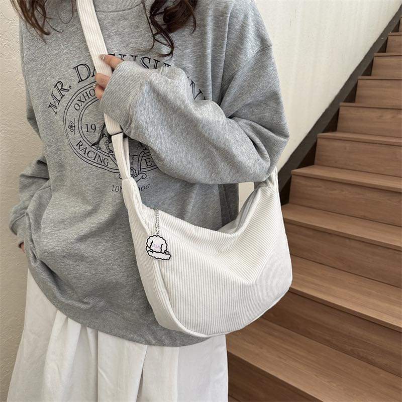 M069, Corduroy bag, lazy style, simple style, artistic one-shoulder cross-body casual Korean version, simple corduroy armpit bag, Korean