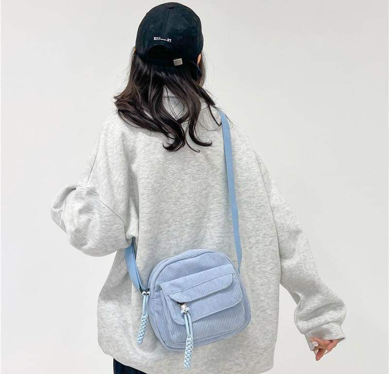 M074, Corduroy 2024 spring new fashion solid color Ruiying cloth bag campus style girls' shoulder crossbody small bag trendy