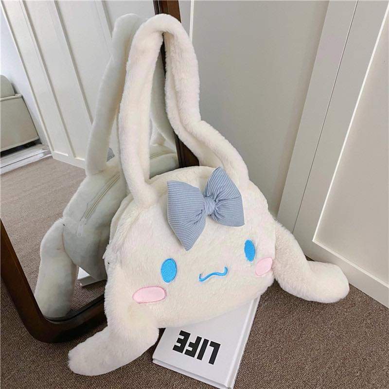 C077, Japanese ins girl heart furry bag large capacity little devil hand bag shoulder bag female gift