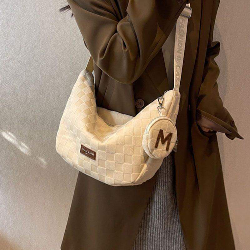 M063, Korean style crossbody bag white pure cotton bag fashion new tote bag women's bag large