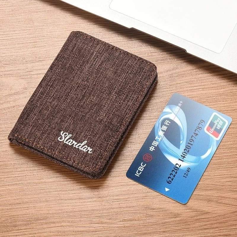 w004,Short wallet, canvas, ultra thin, simple card holder, for men and women