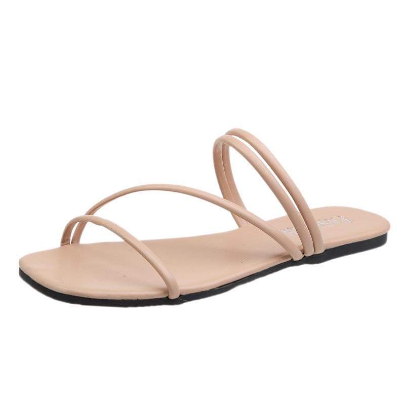 F005, 2024 new summer two-wear sandals for women, fashionable Korean style one-line sandals, casual flat-soled outer slippers