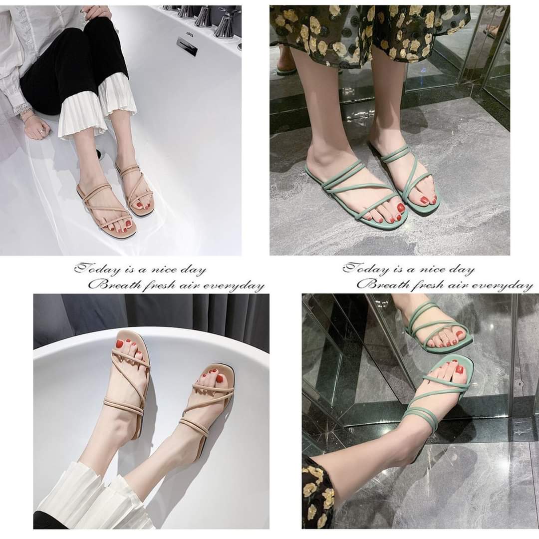 F005, 2024 new summer two-wear sandals for women, fashionable Korean style one-line sandals, casual flat-soled outer slippers