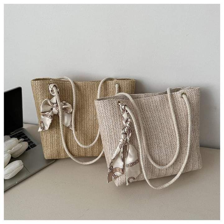 C082, Women's Tote Bag Large Capacity Bag 2024 New Fashion Handbag Shoulder Underarm Bag Straw Casual Large Bag